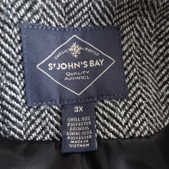 Women's herringbone wool blend classic pea coat St John's Bay 3X - Picture 2 of 4